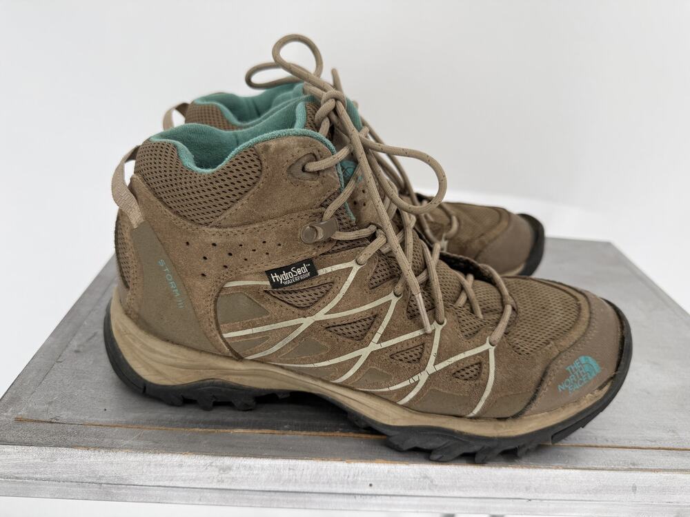 North Face Womens Storm III WP Waterproof Hiking Shoes Brown Teal 9.5 Gorpcore